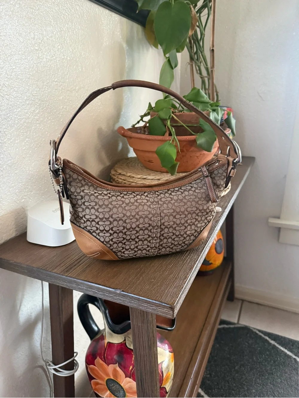 Coach Ergo Mini Signature C Canvas Shoulder Hobo Bag (Style #6617)